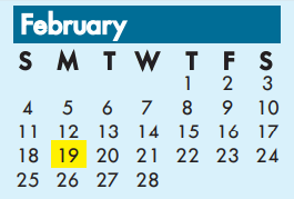 District School Academic Calendar for Union Bower Center For Learning for February 2018