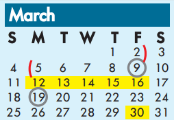 District School Academic Calendar for Wheeler Transitional And Developme for March 2018