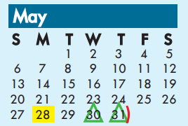 District School Academic Calendar for Union Bower Center For Learning for May 2018