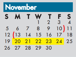District School Academic Calendar for Schulze Elementary for November 2017