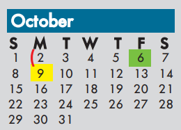 District School Academic Calendar for Elliott Elementary for October 2017