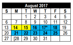 District School Academic Calendar for Mary Lou Hartman for August 2017