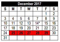 District School Academic Calendar for Henry Metzger Middle School for December 2017