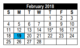 District School Academic Calendar for Henry Metzger Middle School for February 2018