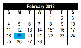 District School Academic Calendar for Ed Franz  Elementary for February 2018