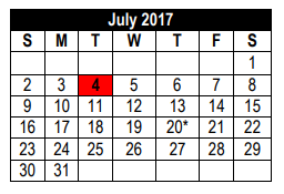 District School Academic Calendar for Candlewood Elementary for July 2017