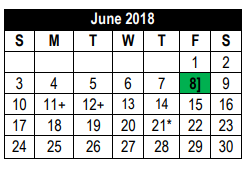 District School Academic Calendar for Ed Franz  Elementary for June 2018