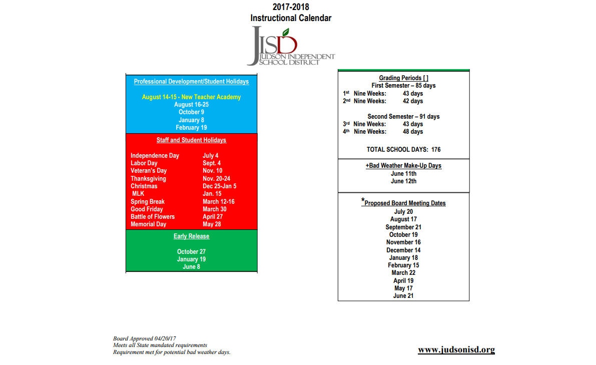 District School Academic Calendar Key for Crestview Elementary