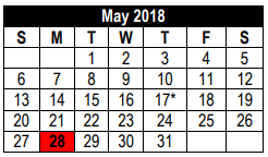 District School Academic Calendar for Woodlake Elementary for May 2018