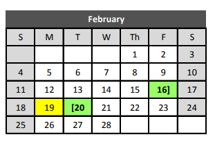 District School Academic Calendar for Keller High School for February 2018
