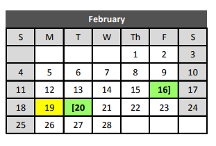 District School Academic Calendar for New Elementary for February 2018