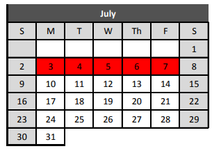 District School Academic Calendar for Bear Creek Intermediate for July 2017