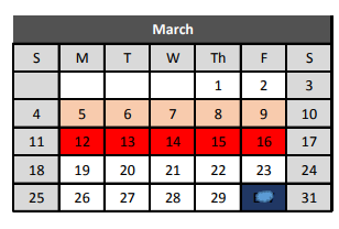 District School Academic Calendar for Keller High School for March 2018