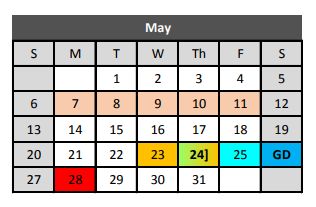 District School Academic Calendar for Bear Creek Intermediate for May 2018