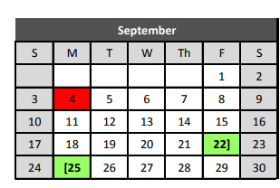 District School Academic Calendar for Bear Creek Intermediate for September 2017