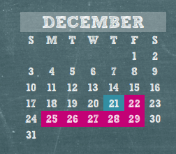 District School Academic Calendar for Wunderlich Intermediate for December 2017