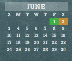 District School Academic Calendar for Frank Elementary for June 2018