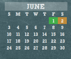 District School Academic Calendar for Wunderlich Intermediate for June 2018
