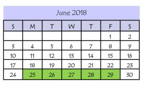 District School Academic Calendar for Diaz-Villarreal Elementary School for June 2018