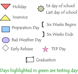 District School Academic Calendar Legend for Benavides Elementary