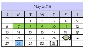 District School Academic Calendar for Diaz-Villarreal Elementary School for May 2018