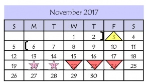 District School Academic Calendar for E B Reyna Elementary for November 2017