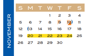 District School Academic Calendar for Williams Elementary for November 2017