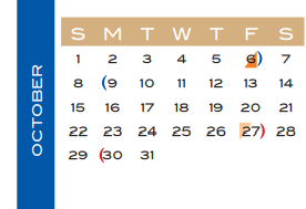 District School Academic Calendar for Lamar Cons High School for October 2017