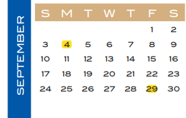 District School Academic Calendar for Wessendorff Middle for September 2017