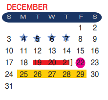 District School Academic Calendar for Heights Elementary School for December 2017