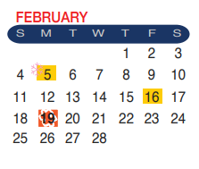 District School Academic Calendar for Christen Middle School for February 2018