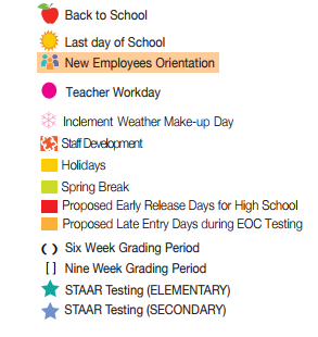 District School Academic Calendar Legend for Heights Elementary School