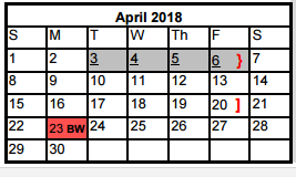 District School Academic Calendar for Four Points Middle School for April 2018