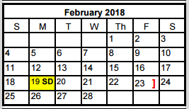 District School Academic Calendar for New Hope High School for February 2018