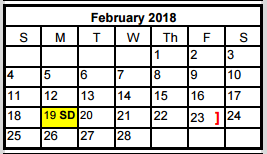 District School Academic Calendar for Stiles Middle School for February 2018