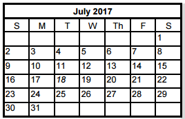 District School Academic Calendar for Plain Elementary School for July 2017