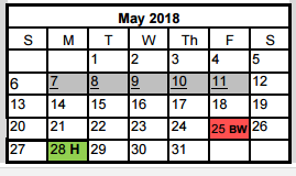 District School Academic Calendar for Naumann Elementary School for May 2018