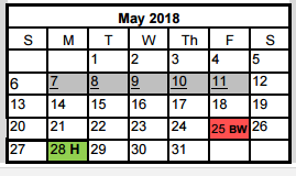 District School Academic Calendar for Plain Elementary School for May 2018