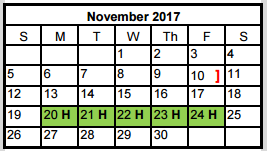 District School Academic Calendar for Steiner Ranch Elementary School for November 2017