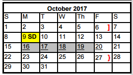 District School Academic Calendar for Stiles Middle School for October 2017