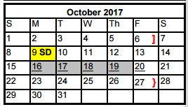 District School Academic Calendar for Parkside Elementary School for October 2017