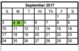 District School Academic Calendar for New Hope High School for September 2017
