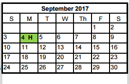 District School Academic Calendar for River Ridge Elementary School for September 2017