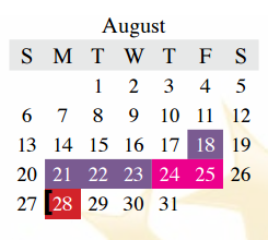 District School Academic Calendar for Creek Valley Middle School for August 2017