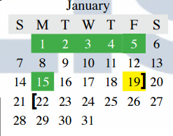 District School Academic Calendar for Ethridge Elementary for January 2018