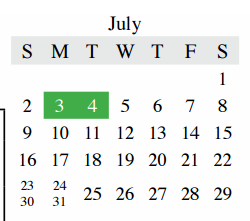 District School Academic Calendar for Timber Creek Elementary for July 2017