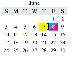 District School Academic Calendar for Lamar Middle for June 2018