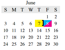 District School Academic Calendar for B B Owen Elementary for June 2018