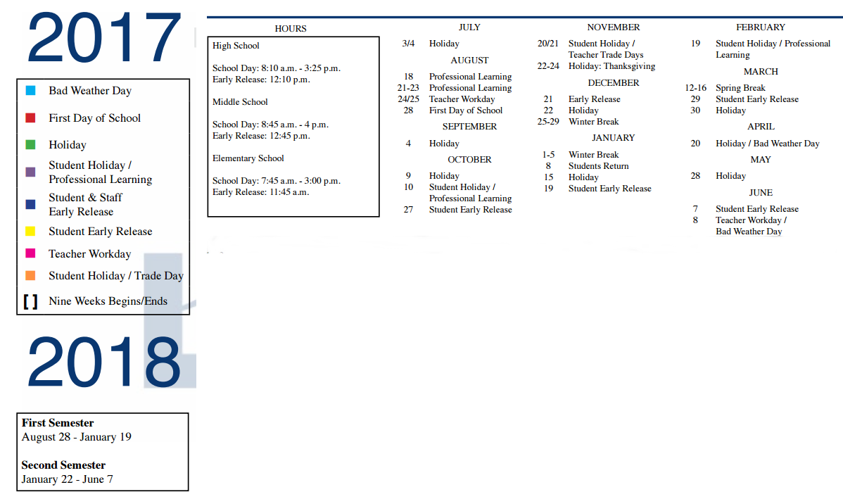 District School Academic Calendar Key for Timber Creek Elementary