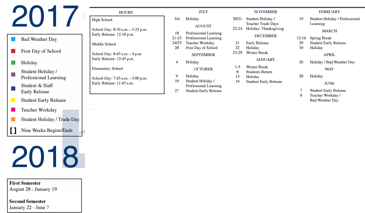 District School Academic Calendar Key for Hebron High School